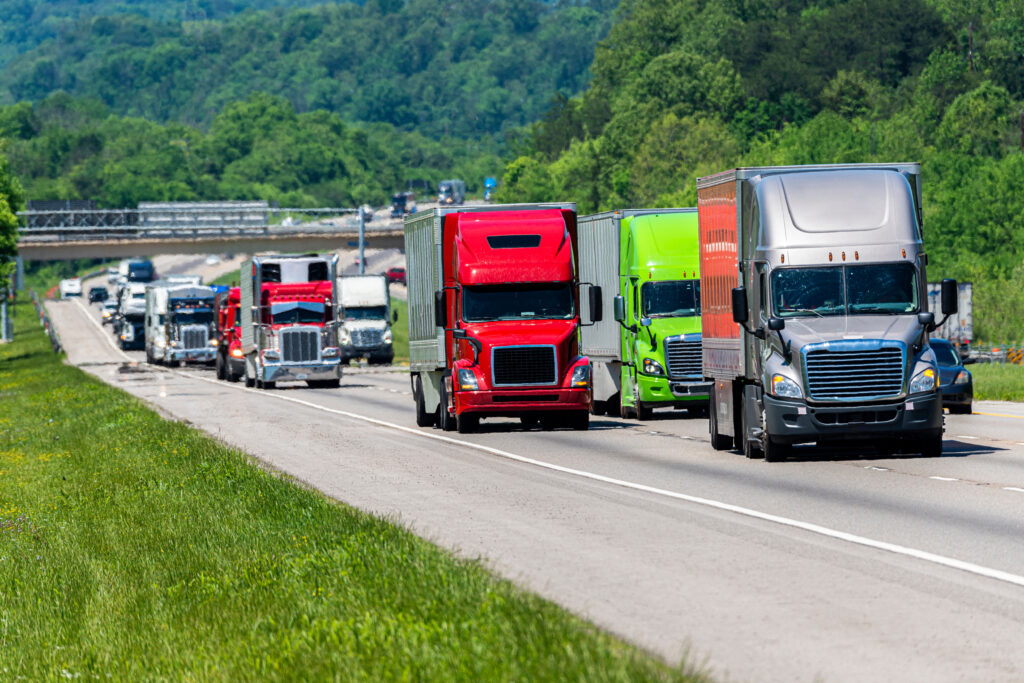 Truck traffic on a freeway